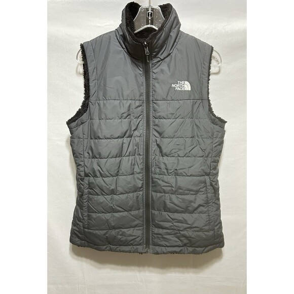 The North Face Jackets & Blazers - The North Face Women M Gray Puffer Fleece Lined Vest Reversible Jacket